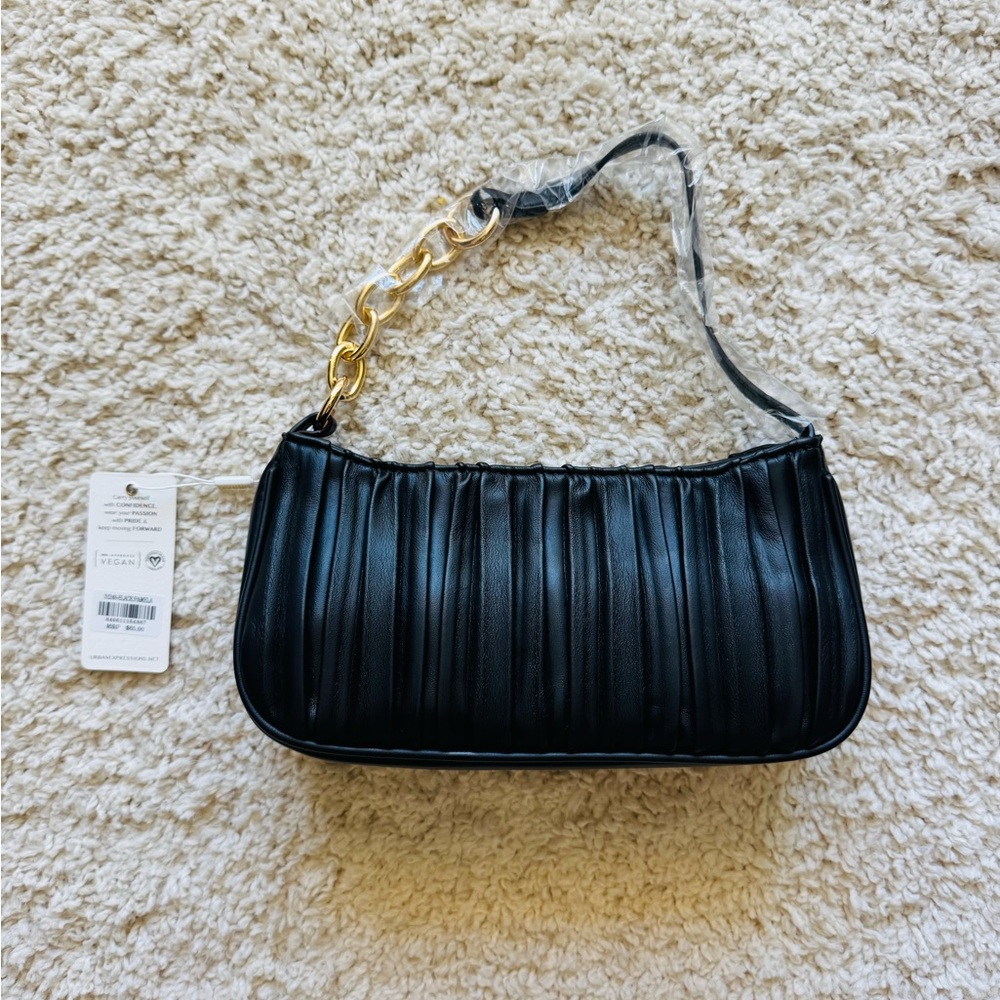 NWT Urban Expressions Black Shoulder Bag with Gold Accent